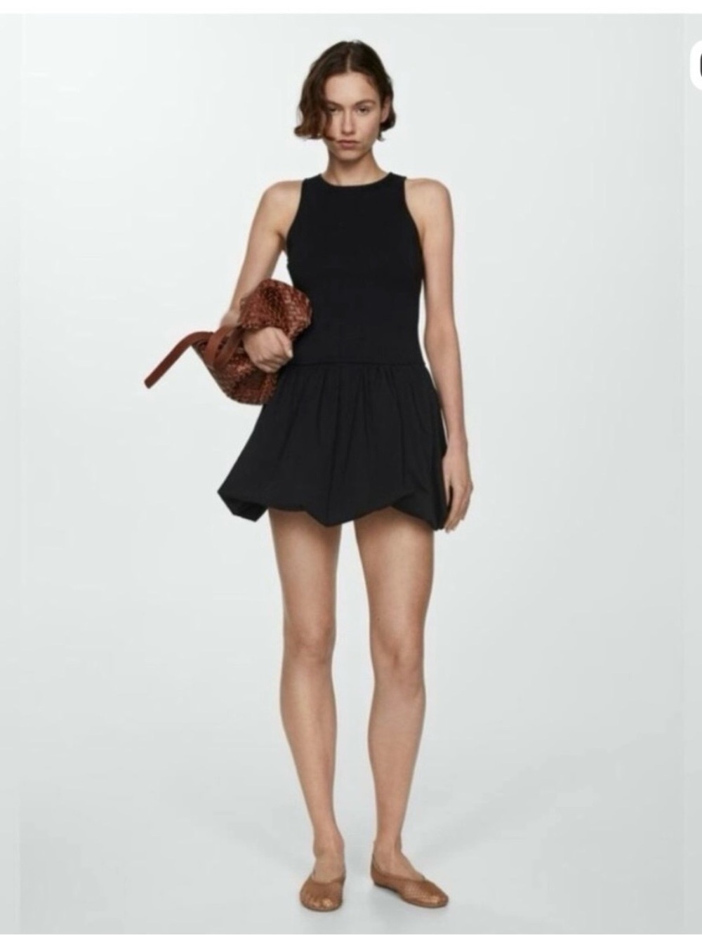 Mango Black Sleeveless bubble hem dress